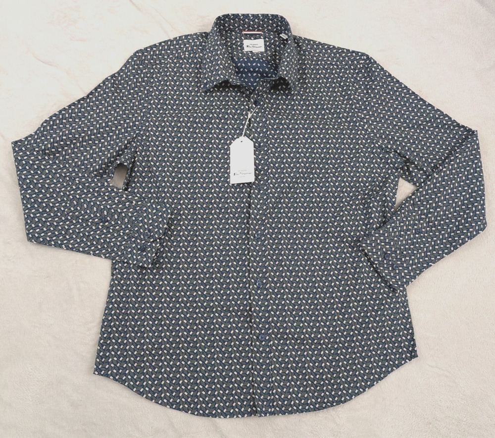 Ben Sherman sz XL Slim Fit Shirt buttons long sleeves colorful design men 1162